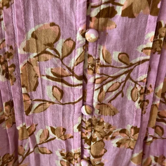 J. Jill Floral Button-Front Blouse with Brown/peach Print - Picture 5 of 9